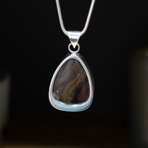 Boulder Matrix Opal Pendant - 27 Carat - Front Boulder Matrix Opal Pendant - 27 Carat - Front