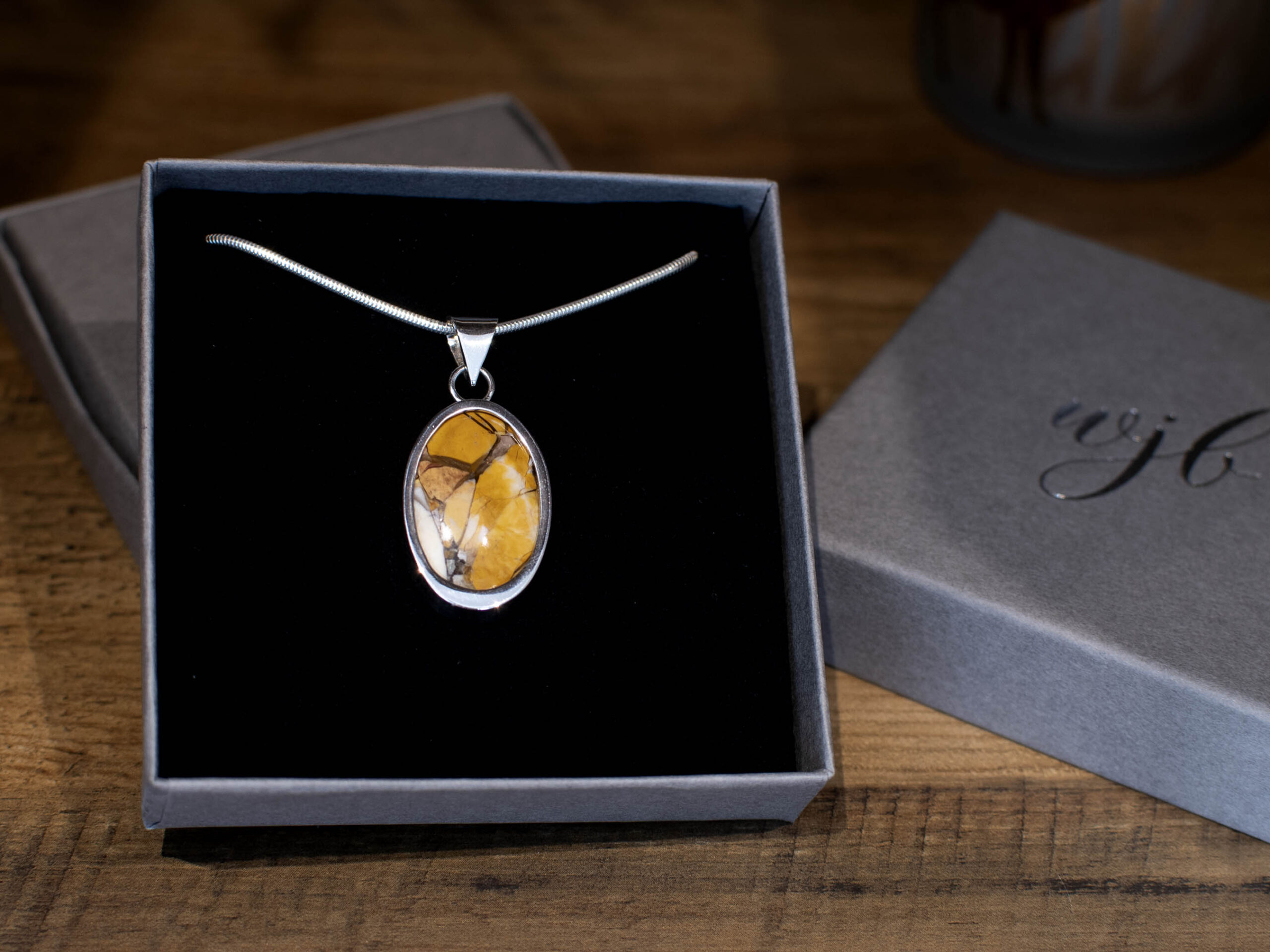 Brecciated Mookaite Sterling Silver Pendant- In Box