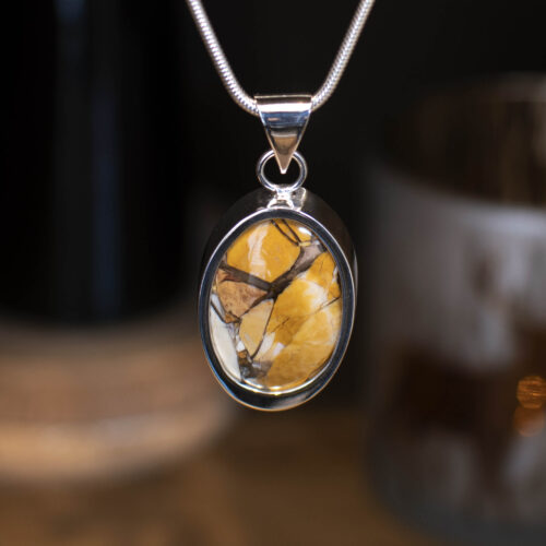 Brecciated Mookaite Sterling Silver Pendant- Front Brecciated Mookaite Sterling Silver Pendant- Front