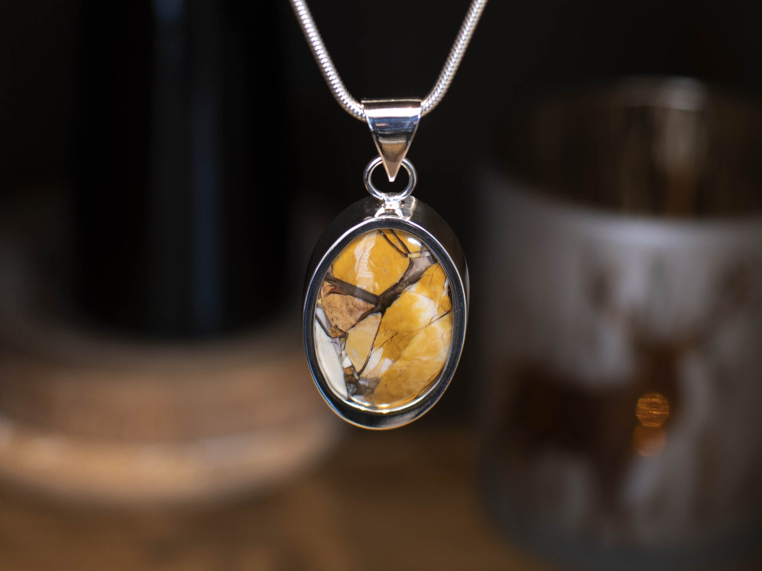 Brecciated Mookaite Sterling Silver Pendant- Front