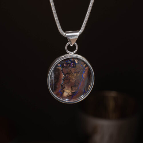 Koroit Boulder Opal Silver Pendant - 19.75 Carat - Front Koroit Boulder Opal Silver Pendant - 19.75 Carat - Front