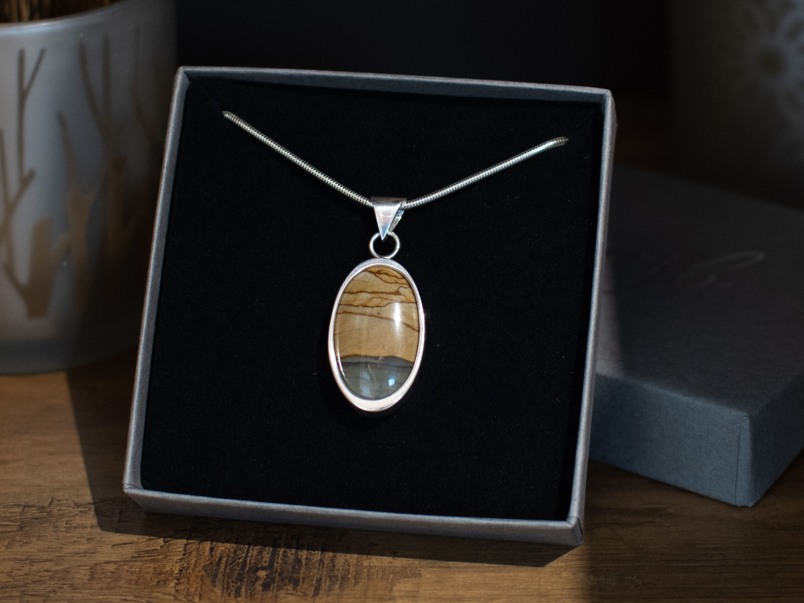 Picture Jasper Sterling Silver Pendant - In Box