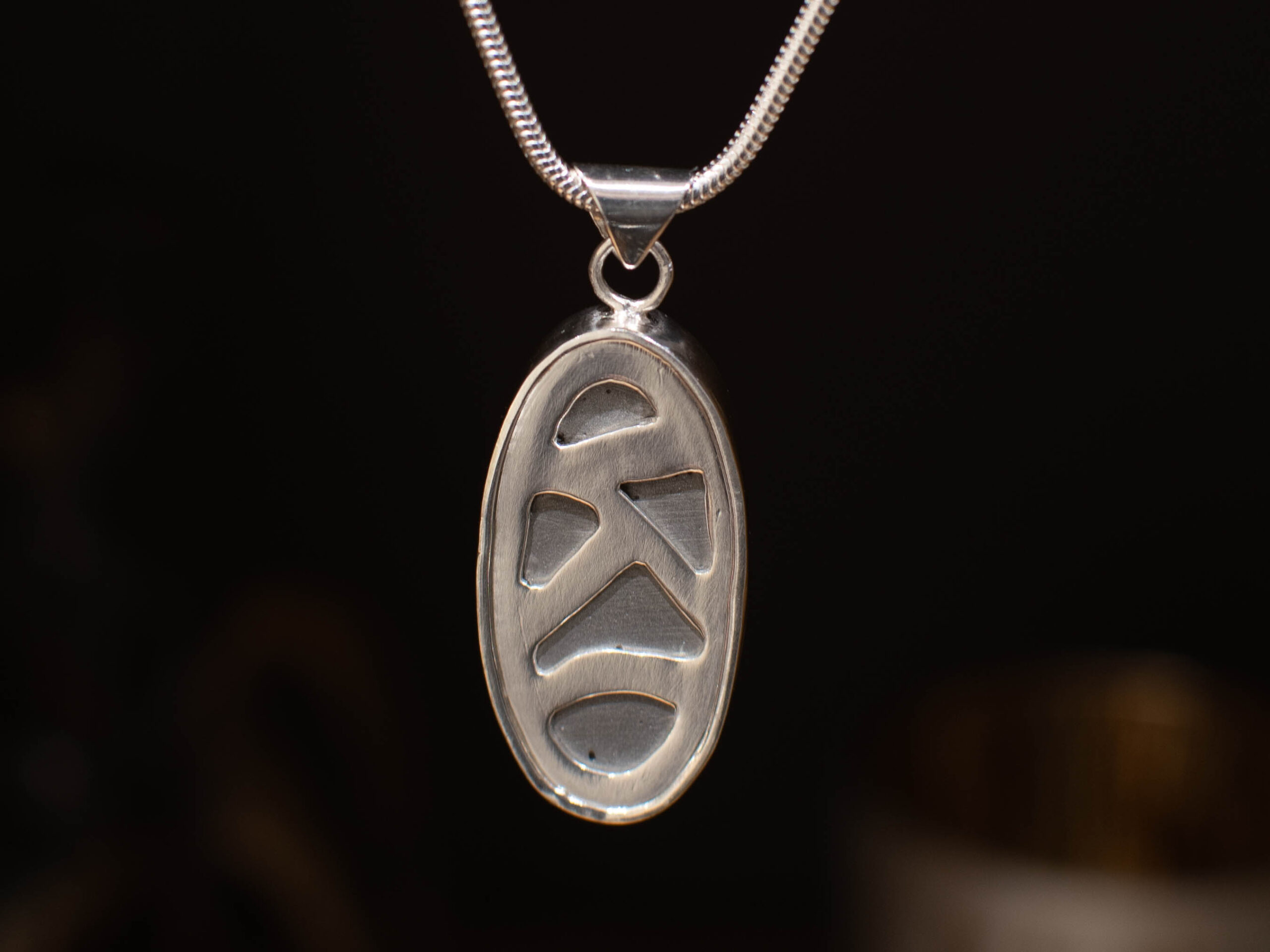 Brown Treasure Mountain Turquoise Pendant - Back