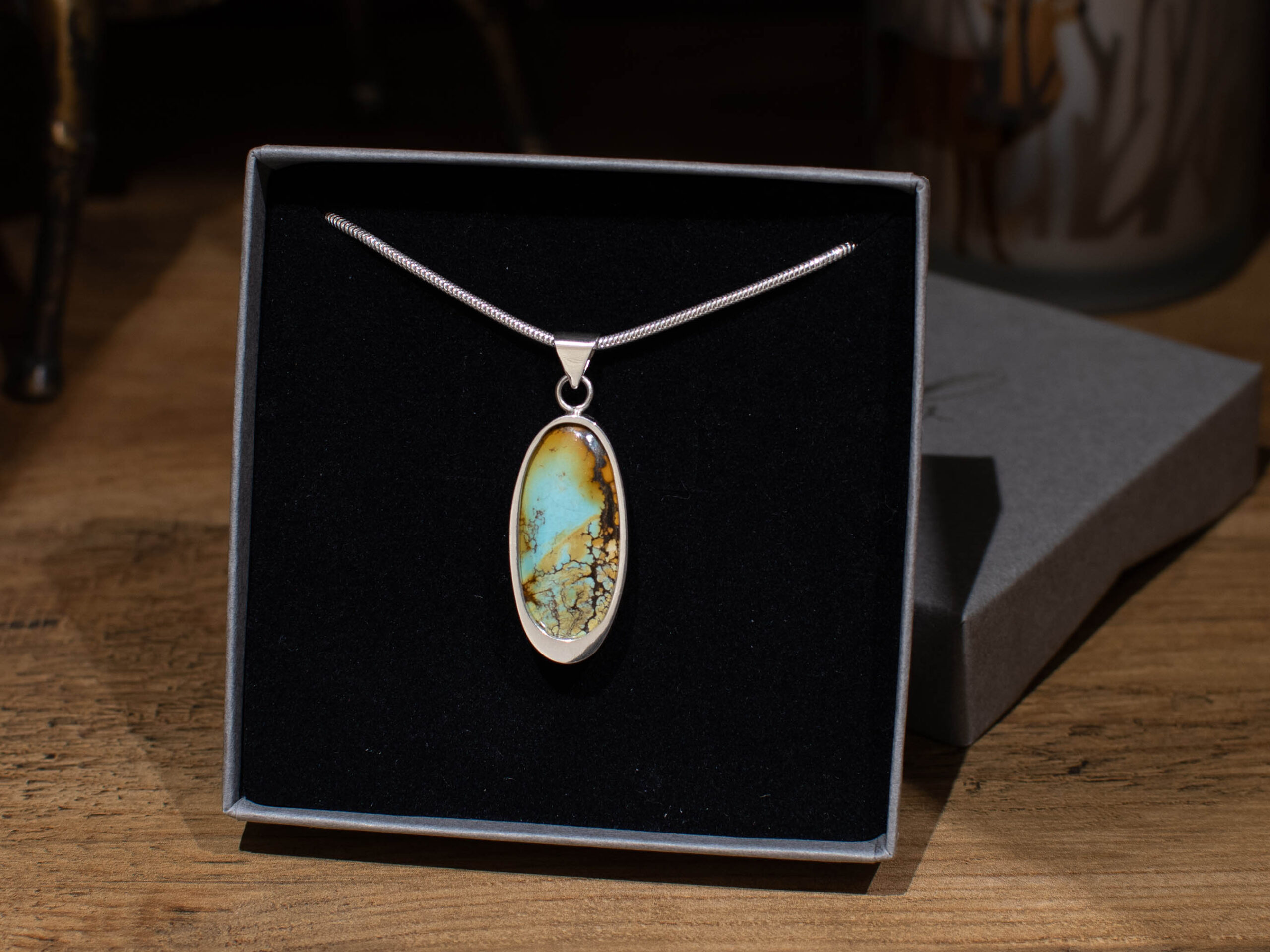 Giraffe Turquoise and Sterling Silver Pendant - In Box