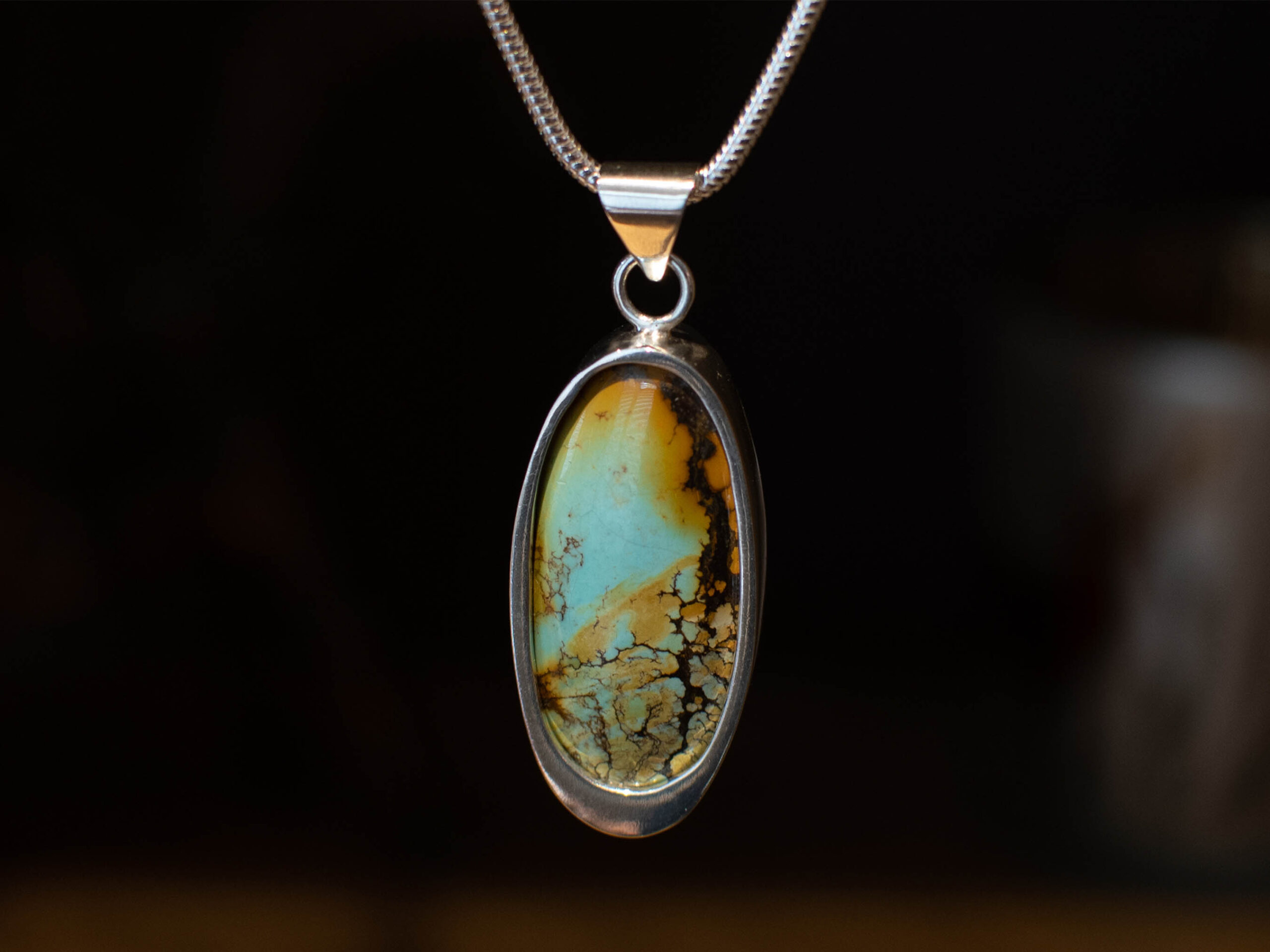 Giraffe Turquoise and Sterling Silver Pendant