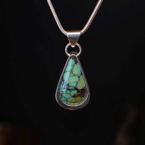 Blue Treasure Mountain Turquoise Sterling Silver Pendant - Front Blue Treasure Mountain Turquoise Sterling Silver Pendant