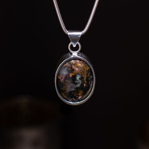 Sterling Silver Chrysocolla & Native Copper Pendant Sterling Silver Chrysocolla & Native Copper Pendant