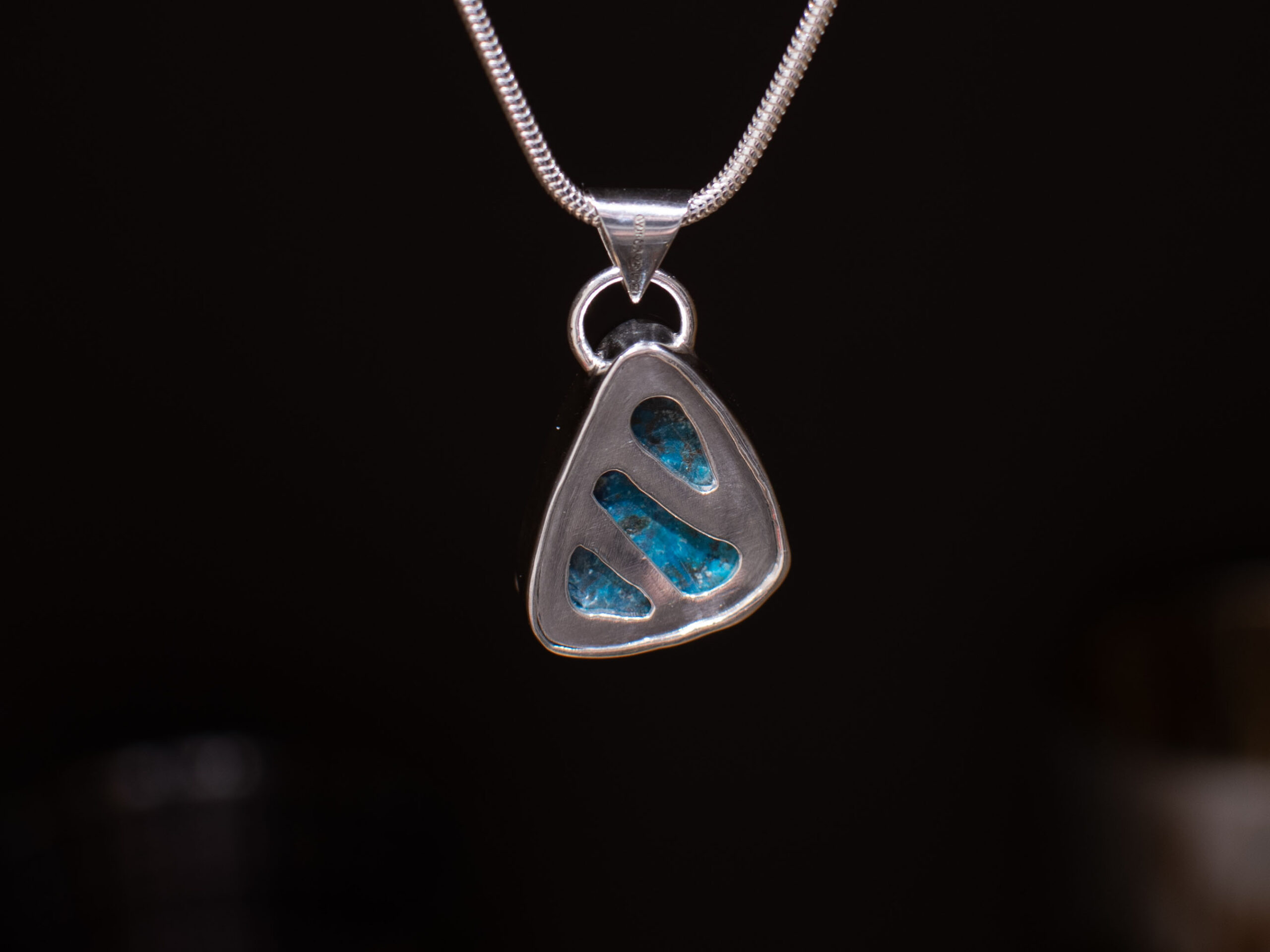 Rear of Bright Blue Chrysocolla Pendant