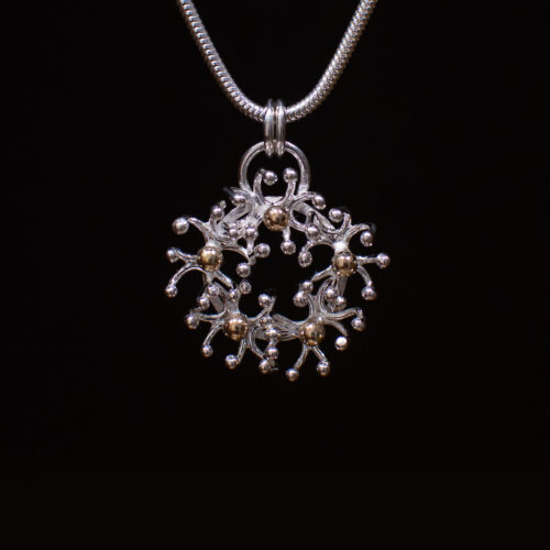 Sterling Silver and 9ct Gold Anemone Pendant – 5 Silver and Gold Clusters