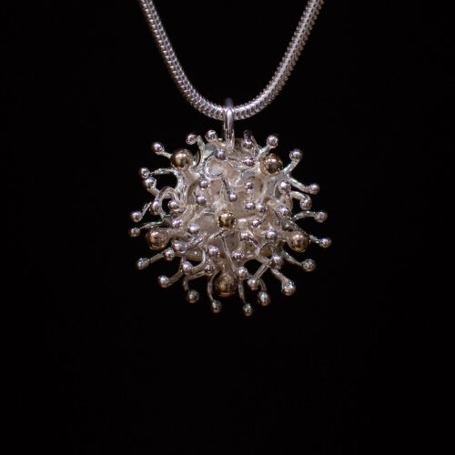 Sterling Silver and 9ct Gold Sea Anemone Pendant – 6 Silver and Gold Clusters