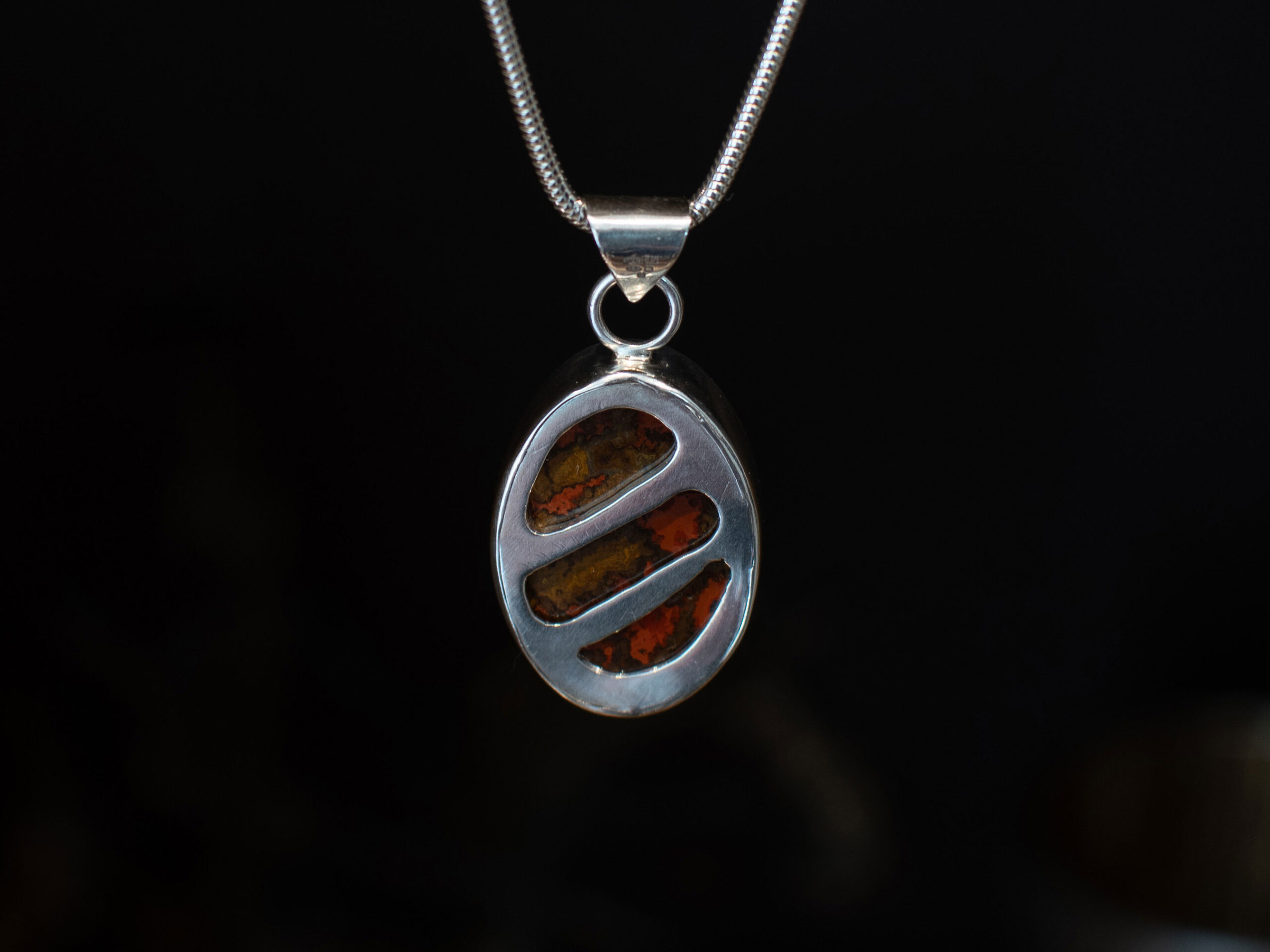 Moroccan Agate Oval Pendant - reverse