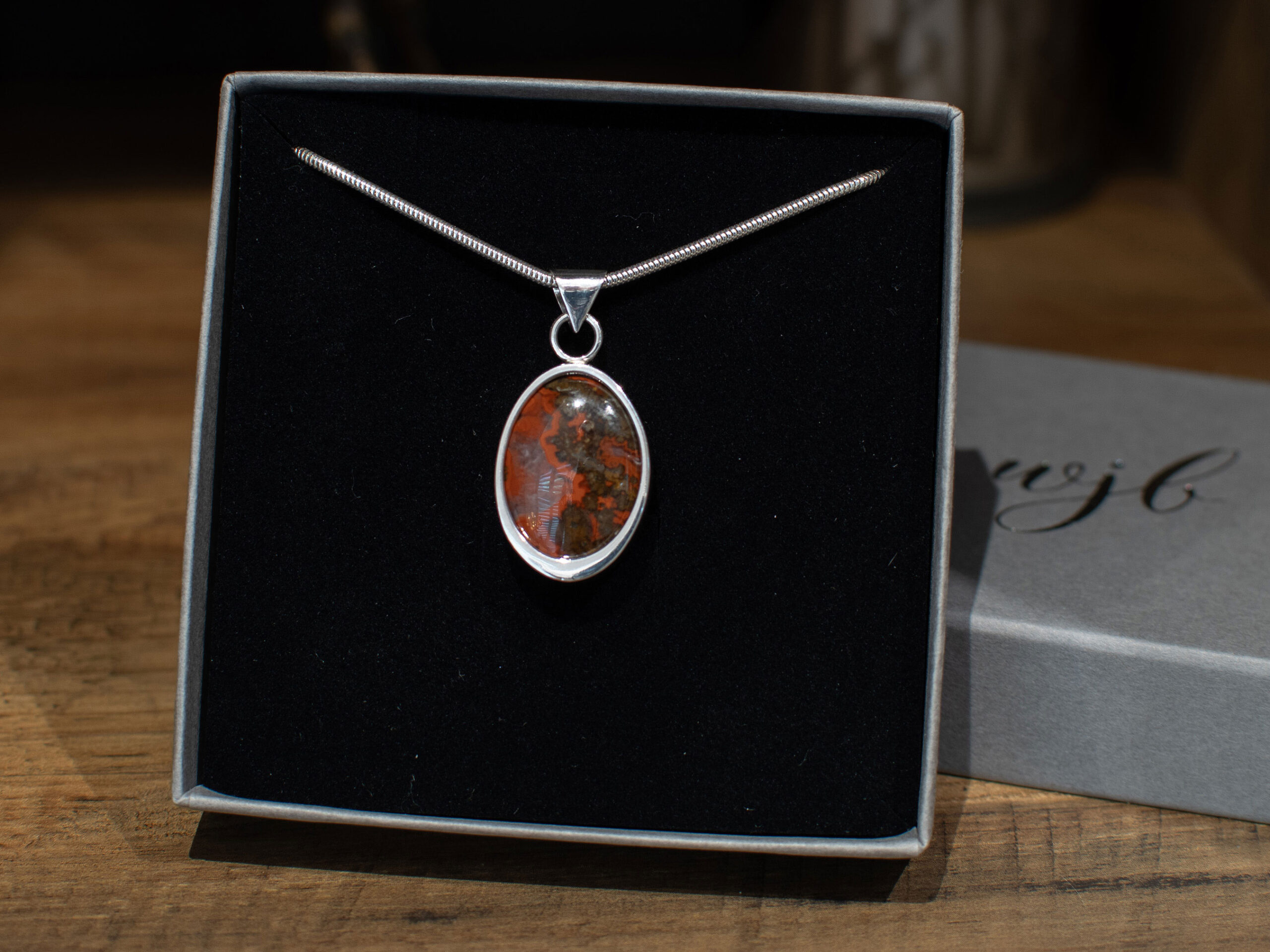 Moroccan Agate Oval Pendant in box