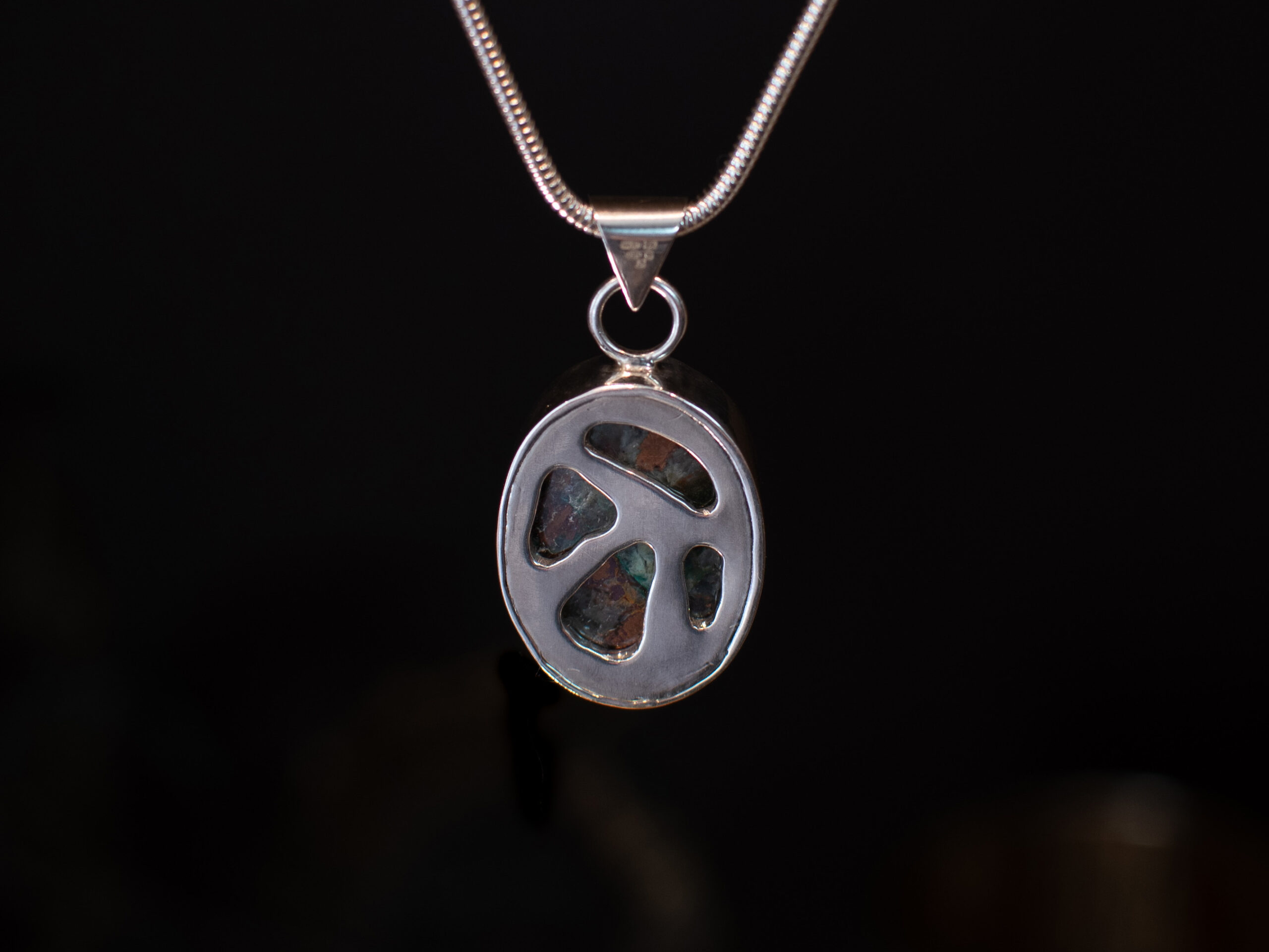 Oval Copper Gemstone Pendant - back